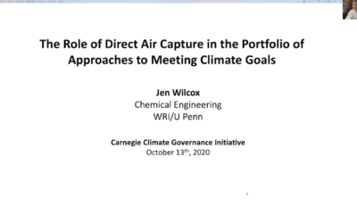 C2GLearn Webinar: Governance of Direct Air Carbon Dioxide Capture and Storage – Jennifer Wilcox